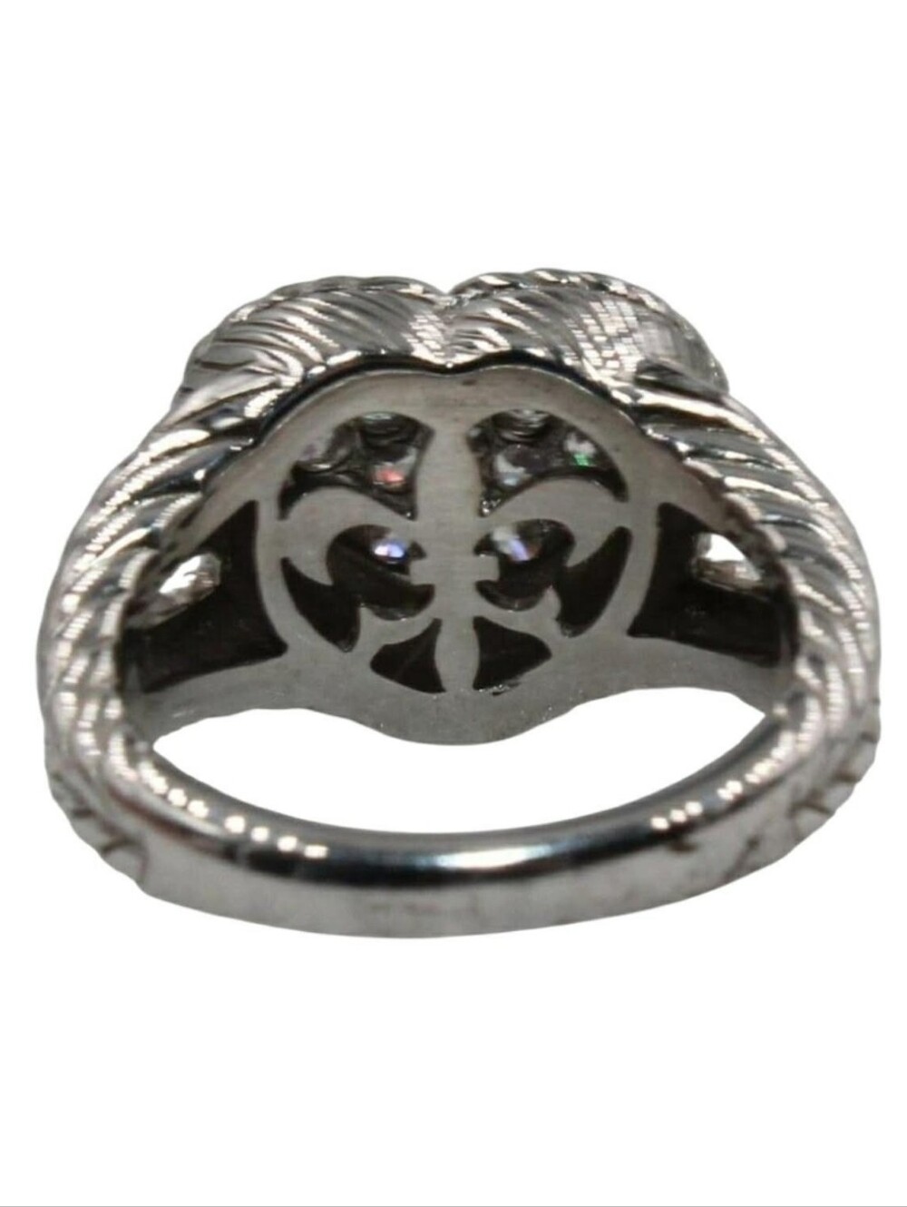 Authentic Judith Ripka Diamond Simulant Ring Rope Design Sterling Silver Size 7! - Picture 3 of 3